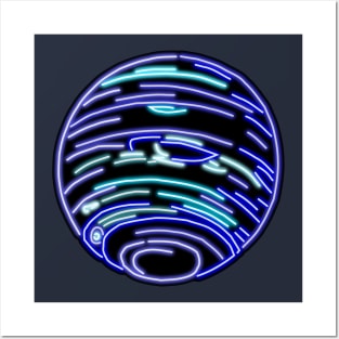 Electric Solar System Neon Neptune Posters and Art